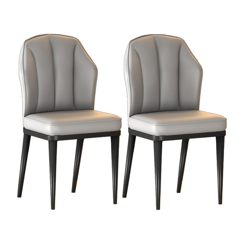 Nordic Chairs Dining Armless Chair for Kitchen with Metal Legs Light Gray 2 Piece Set Black Clearhalo 'Dining Chairs' 'Dining Tables & Seating' 'dining_chair' 'furn' 'furn_dining_chair' 'Furniture' 'furniture_dining_chair' 'Kitchen & Dining Furniture' 4928523