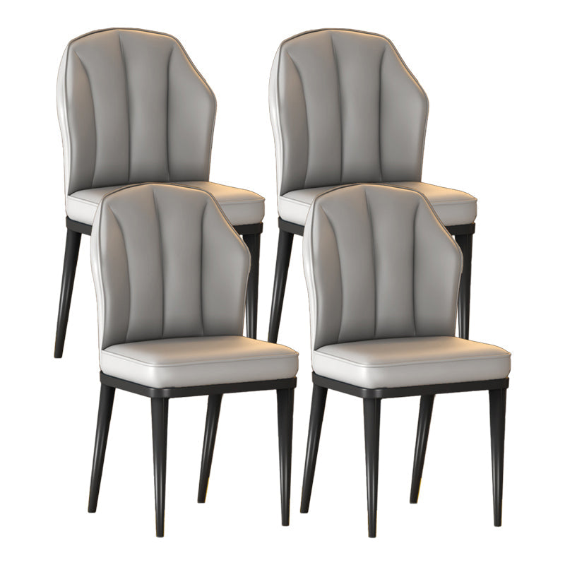 Nordic Chairs Dining Armless Chair for Kitchen with Metal Legs Light Gray 4 Piece Set Black Clearhalo 'Dining Chairs' 'Dining Tables & Seating' 'dining_chair' 'furn' 'furn_dining_chair' 'Furniture' 'furniture_dining_chair' 'Kitchen & Dining Furniture' 4928524