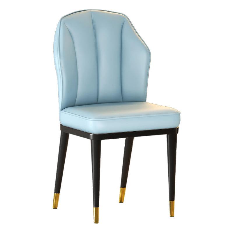 Nordic Chairs Dining Armless Chair for Kitchen with Metal Legs Light Blue 1 Piece Brass Gold Clearhalo 'Dining Chairs' 'Dining Tables & Seating' 'dining_chair' 'furn' 'furn_dining_chair' 'Furniture' 'furniture_dining_chair' 'Kitchen & Dining Furniture' 4928525