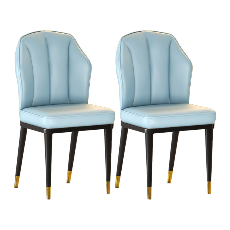 Nordic Chairs Dining Armless Chair for Kitchen with Metal Legs Light Blue 2 Piece Set Brass Gold Clearhalo 'Dining Chairs' 'Dining Tables & Seating' 'dining_chair' 'furn' 'furn_dining_chair' 'Furniture' 'furniture_dining_chair' 'Kitchen & Dining Furniture' 4928526