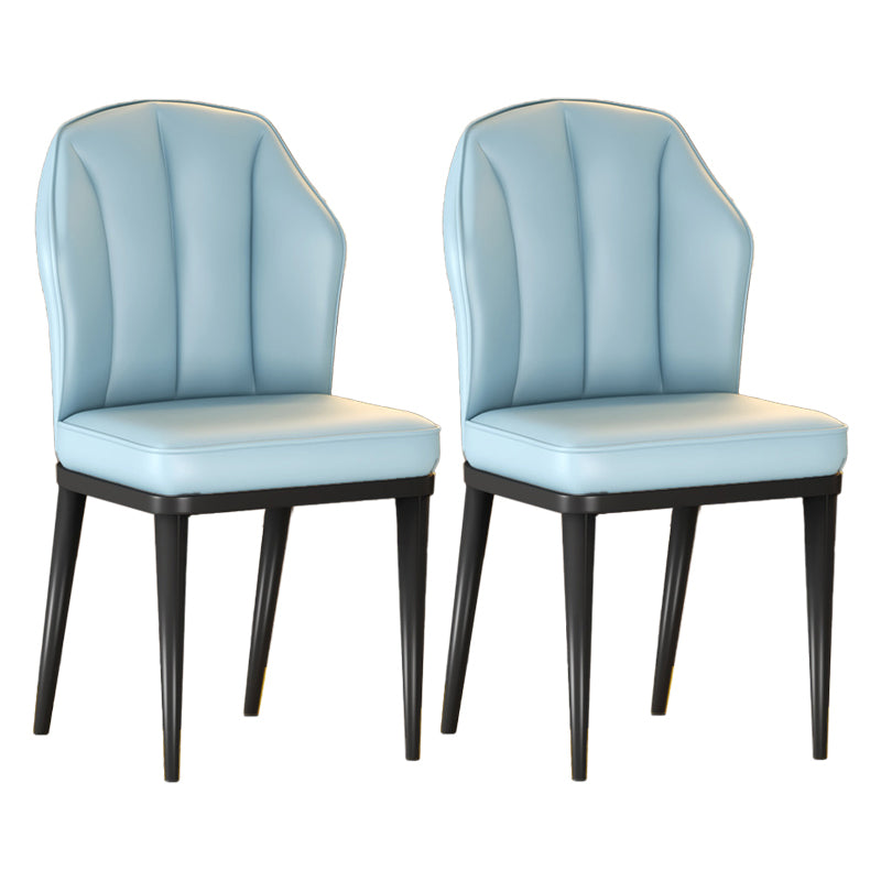 Nordic Chairs Dining Armless Chair for Kitchen with Metal Legs Light Blue 2 Piece Set Black Clearhalo 'Dining Chairs' 'Dining Tables & Seating' 'dining_chair' 'furn' 'furn_dining_chair' 'Furniture' 'furniture_dining_chair' 'Kitchen & Dining Furniture' 4928529