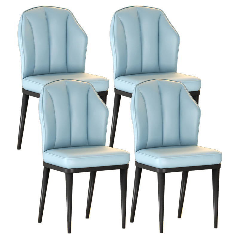 Nordic Chairs Dining Armless Chair for Kitchen with Metal Legs Light Blue 4 Piece Set Black Clearhalo 'Dining Chairs' 'Dining Tables & Seating' 'dining_chair' 'furn' 'furn_dining_chair' 'Furniture' 'furniture_dining_chair' 'Kitchen & Dining Furniture' 4928530