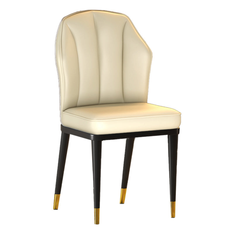 Nordic Chairs Dining Armless Chair for Kitchen with Metal Legs Off-White 1 Piece Brass Gold Clearhalo 'Dining Chairs' 'Dining Tables & Seating' 'dining_chair' 'furn' 'furn_dining_chair' 'Furniture' 'furniture_dining_chair' 'Kitchen & Dining Furniture' 4928531
