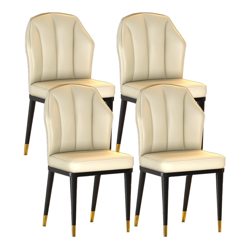 Nordic Chairs Dining Armless Chair for Kitchen with Metal Legs Off-White 4 Piece Set Brass Gold Clearhalo 'Dining Chairs' 'Dining Tables & Seating' 'dining_chair' 'furn' 'furn_dining_chair' 'Furniture' 'furniture_dining_chair' 'Kitchen & Dining Furniture' 4928533