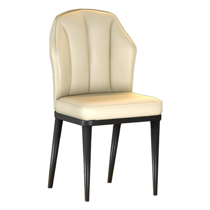 Nordic Chairs Dining Armless Chair for Kitchen with Metal Legs Off-White 1 Piece Black Clearhalo 'Dining Chairs' 'Dining Tables & Seating' 'dining_chair' 'furn' 'furn_dining_chair' 'Furniture' 'furniture_dining_chair' 'Kitchen & Dining Furniture' 4928534