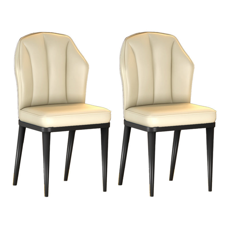 Nordic Chairs Dining Armless Chair for Kitchen with Metal Legs Off-White 2 Piece Set Black Clearhalo 'Dining Chairs' 'Dining Tables & Seating' 'dining_chair' 'furn' 'furn_dining_chair' 'Furniture' 'furniture_dining_chair' 'Kitchen & Dining Furniture' 4928535