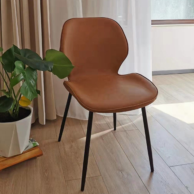 Contemporary Armless Solid Back Chair for Home Leather Dining Side Chairs Clearhalo 'Dining Chairs' 'Dining Tables & Seating' 'dining_chair' 'furn' 'furn_dining_chair' 'Furniture' 'furniture_dining_chair' 'Kitchen & Dining Furniture' 4928538