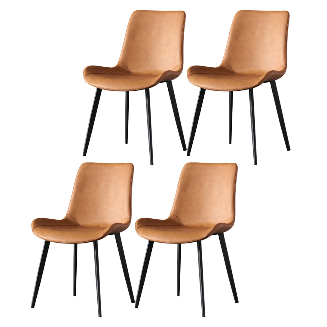 Contemporary Armless Solid Back Chair for Home Leather Dining Side Chairs Orange 4 Piece Set Clearhalo 'Dining Chairs' 'Dining Tables & Seating' 'dining_chair' 'furn' 'furn_dining_chair' 'Furniture' 'furniture_dining_chair' 'Kitchen & Dining Furniture' 4928539