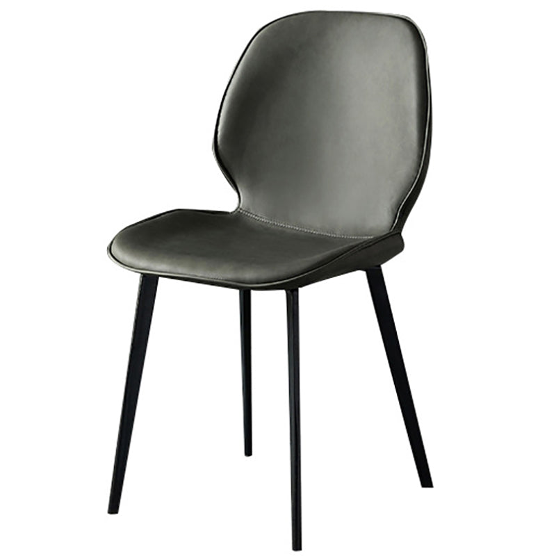 Contemporary Armless Solid Back Chair for Home Leather Dining Side Chairs Dark Gray 1 Piece Clearhalo 'Dining Chairs' 'Dining Tables & Seating' 'dining_chair' 'furn' 'furn_dining_chair' 'Furniture' 'furniture_dining_chair' 'Kitchen & Dining Furniture' 4928541