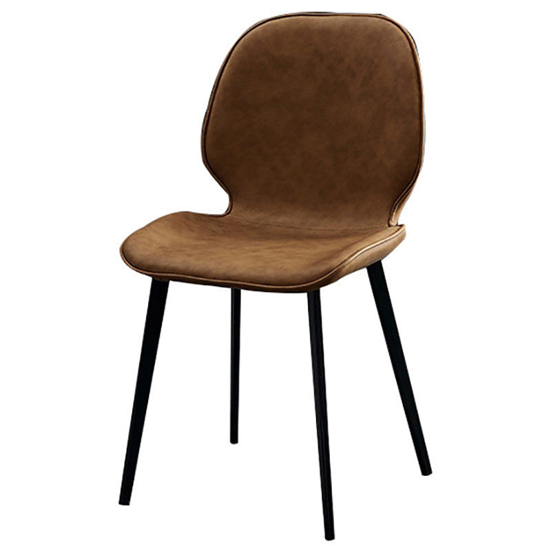 Contemporary Armless Solid Back Chair for Home Leather Dining Side Chairs Brown 1 Piece Clearhalo 'Dining Chairs' 'Dining Tables & Seating' 'dining_chair' 'furn' 'furn_dining_chair' 'Furniture' 'furniture_dining_chair' 'Kitchen & Dining Furniture' 4928542
