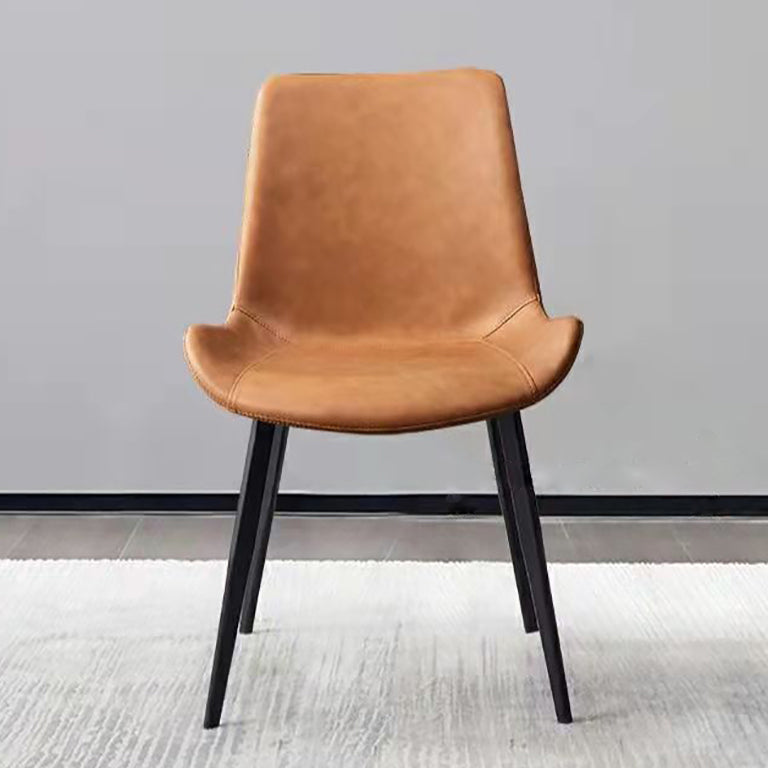 Contemporary Armless Solid Back Chair for Home Leather Dining Side Chairs Clearhalo 'Dining Chairs' 'Dining Tables & Seating' 'dining_chair' 'furn' 'furn_dining_chair' 'Furniture' 'furniture_dining_chair' 'Kitchen & Dining Furniture' 4928543