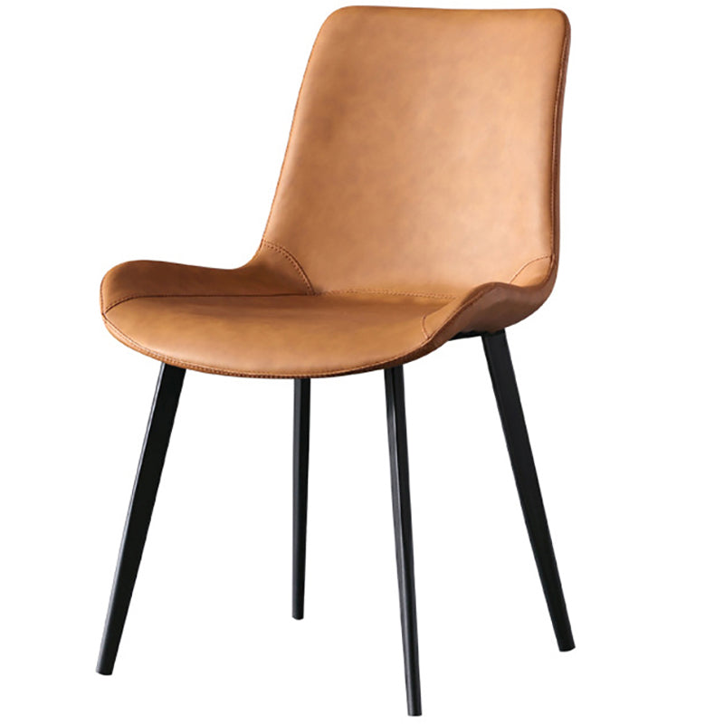 Contemporary Armless Solid Back Chair for Home Leather Dining Side Chairs Orange 1 Piece Clearhalo 'Dining Chairs' 'Dining Tables & Seating' 'dining_chair' 'furn' 'furn_dining_chair' 'Furniture' 'furniture_dining_chair' 'Kitchen & Dining Furniture' 4928544