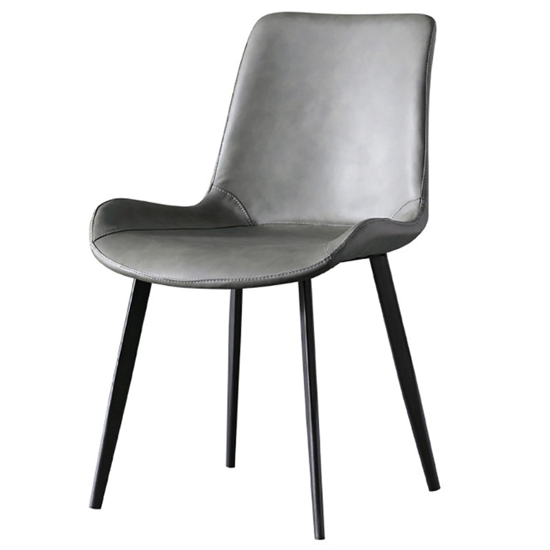 Contemporary Armless Solid Back Chair for Home Leather Dining Side Chairs Grey 1 Piece Clearhalo 'Dining Chairs' 'Dining Tables & Seating' 'dining_chair' 'furn' 'furn_dining_chair' 'Furniture' 'furniture_dining_chair' 'Kitchen & Dining Furniture' 4928547