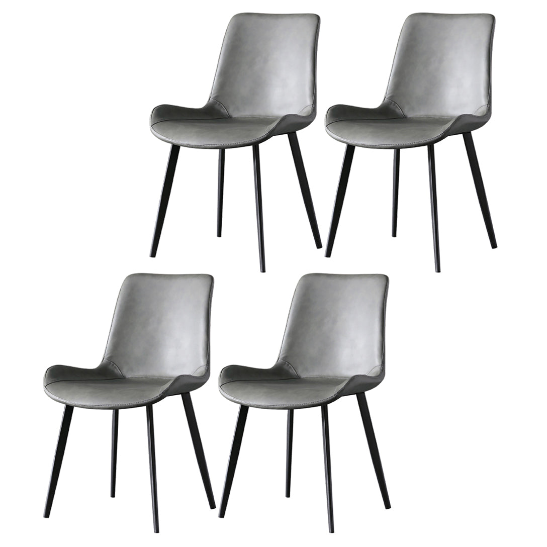 Contemporary Armless Solid Back Chair for Home Leather Dining Side Chairs Grey 4 Piece Set Clearhalo 'Dining Chairs' 'Dining Tables & Seating' 'dining_chair' 'furn' 'furn_dining_chair' 'Furniture' 'furniture_dining_chair' 'Kitchen & Dining Furniture' 4928555