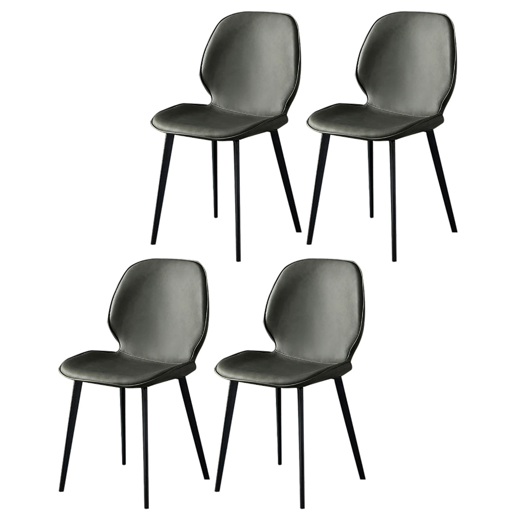 Contemporary Armless Solid Back Chair for Home Leather Dining Side Chairs Dark Gray 4 Piece Set Clearhalo 'Dining Chairs' 'Dining Tables & Seating' 'dining_chair' 'furn' 'furn_dining_chair' 'Furniture' 'furniture_dining_chair' 'Kitchen & Dining Furniture' 4928556
