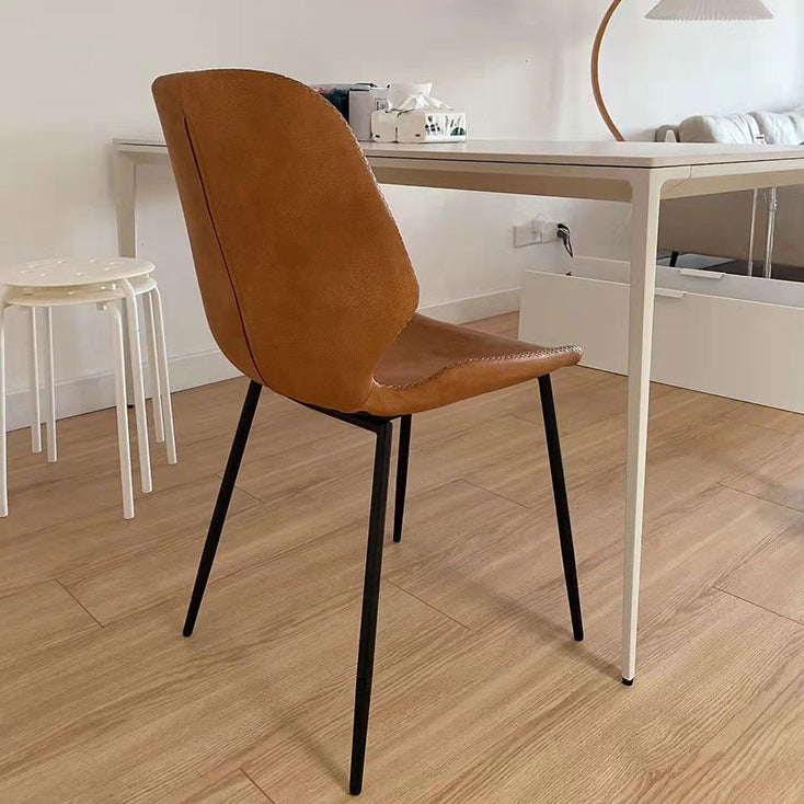 Contemporary Armless Solid Back Chair for Home Leather Dining Side Chairs Clearhalo 'Dining Chairs' 'Dining Tables & Seating' 'dining_chair' 'furn' 'furn_dining_chair' 'Furniture' 'furniture_dining_chair' 'Kitchen & Dining Furniture' 4928561