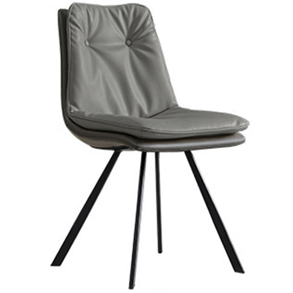 Contemporary Style Faux Leather Dining Chairs Armless Solid Back Chair Grey 1 Piece Clearhalo 'Dining Chairs' 'Dining Tables & Seating' 'dining_chair' 'furn' 'furn_dining_chair' 'Furniture' 'furniture_dining_chair' 'Kitchen & Dining Furniture' 4928566