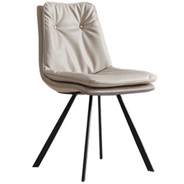 Contemporary Style Faux Leather Dining Chairs Armless Solid Back Chair Beige 1 Piece Clearhalo 'Dining Chairs' 'Dining Tables & Seating' 'dining_chair' 'furn' 'furn_dining_chair' 'Furniture' 'furniture_dining_chair' 'Kitchen & Dining Furniture' 4928568