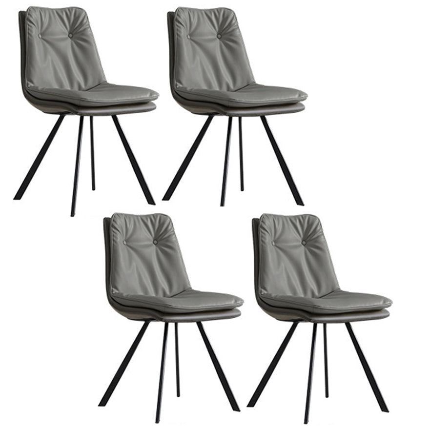 Contemporary Style Faux Leather Dining Chairs Armless Solid Back Chair Grey 4 Piece Set Clearhalo 'Dining Chairs' 'Dining Tables & Seating' 'dining_chair' 'furn' 'furn_dining_chair' 'Furniture' 'furniture_dining_chair' 'Kitchen & Dining Furniture' 4928577