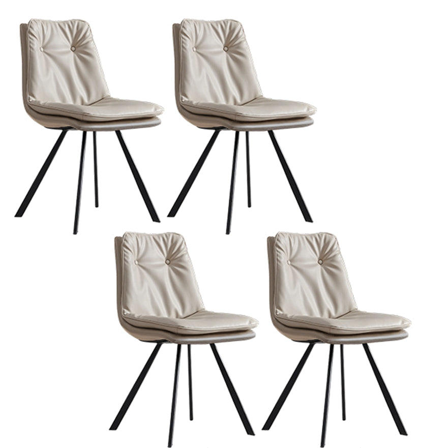 Contemporary Style Faux Leather Dining Chairs Armless Solid Back Chair Beige 4 Piece Set Clearhalo 'Dining Chairs' 'Dining Tables & Seating' 'dining_chair' 'furn' 'furn_dining_chair' 'Furniture' 'furniture_dining_chair' 'Kitchen & Dining Furniture' 4928579