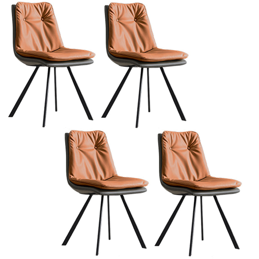 Contemporary Style Faux Leather Dining Chairs Armless Solid Back Chair Orange 4 Piece Set Clearhalo 'Dining Chairs' 'Dining Tables & Seating' 'dining_chair' 'furn' 'furn_dining_chair' 'Furniture' 'furniture_dining_chair' 'Kitchen & Dining Furniture' 4928581