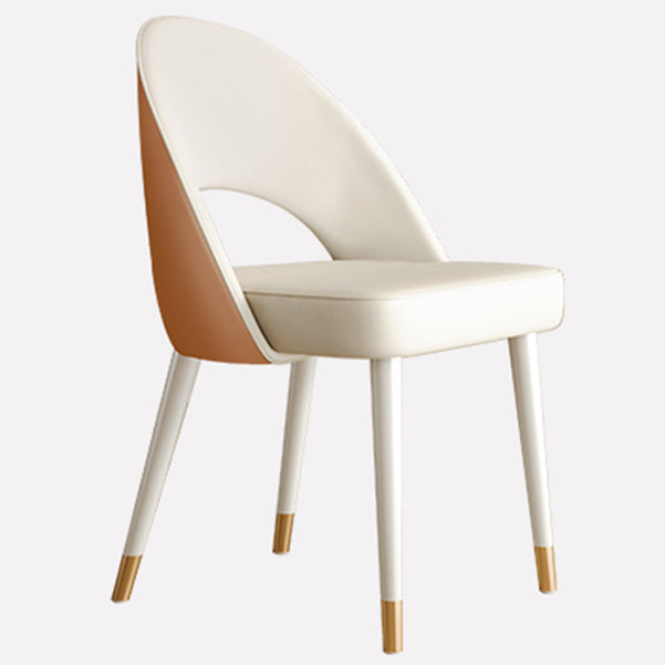 Scandinavian Armless Open Back Chairs for Home Upholstered Side Chair White-Saffron 1 Piece Clearhalo 'Dining Chairs' 'Dining Tables & Seating' 'dining_chair' 'furn' 'furn_dining_chair' 'Furniture' 'furniture_dining_chair' 'Kitchen & Dining Furniture' 4928591
