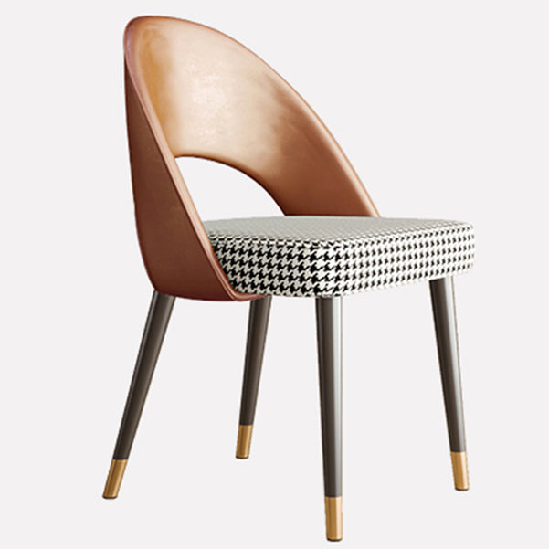 Scandinavian Armless Open Back Chairs for Home Upholstered Side Chair Orange Houndstooth 1 Piece Clearhalo 'Dining Chairs' 'Dining Tables & Seating' 'dining_chair' 'furn' 'furn_dining_chair' 'Furniture' 'furniture_dining_chair' 'Kitchen & Dining Furniture' 4928592