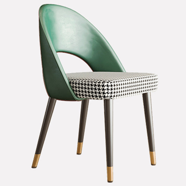 Scandinavian Armless Open Back Chairs for Home Upholstered Side Chair Green 1 Piece Clearhalo 'Dining Chairs' 'Dining Tables & Seating' 'dining_chair' 'furn' 'furn_dining_chair' 'Furniture' 'furniture_dining_chair' 'Kitchen & Dining Furniture' 4928594