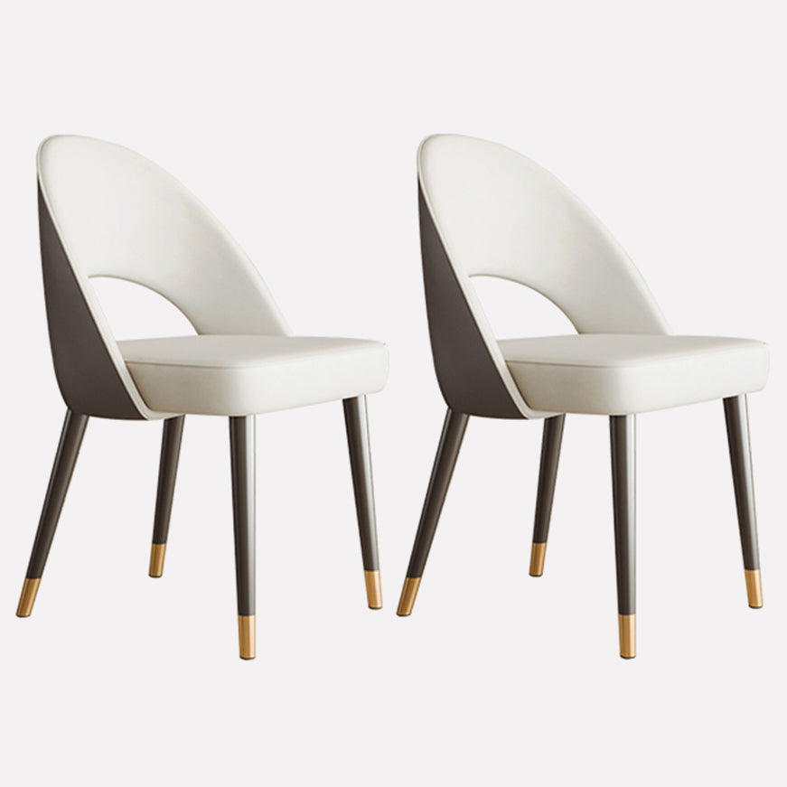 Scandinavian Armless Open Back Chairs for Home Upholstered Side Chair White-Gray 2 Piece Set Clearhalo 'Dining Chairs' 'Dining Tables & Seating' 'dining_chair' 'furn' 'furn_dining_chair' 'Furniture' 'furniture_dining_chair' 'Kitchen & Dining Furniture' 4928596