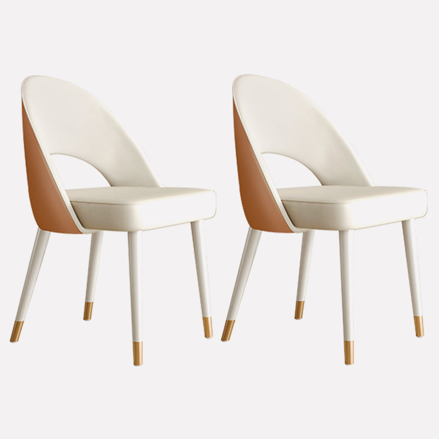 Scandinavian Armless Open Back Chairs for Home Upholstered Side Chair White-Saffron 2 Piece Set Clearhalo 'Dining Chairs' 'Dining Tables & Seating' 'dining_chair' 'furn' 'furn_dining_chair' 'Furniture' 'furniture_dining_chair' 'Kitchen & Dining Furniture' 4928598