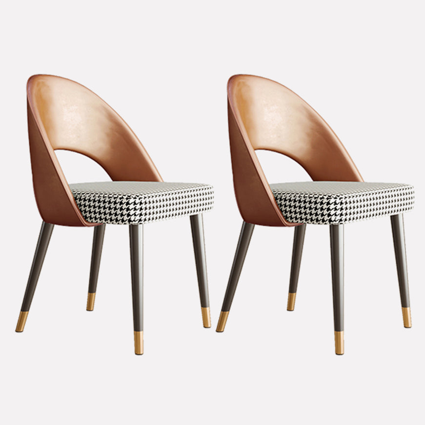 Scandinavian Armless Open Back Chairs for Home Upholstered Side Chair Orange Houndstooth 2 Piece Set Clearhalo 'Dining Chairs' 'Dining Tables & Seating' 'dining_chair' 'furn' 'furn_dining_chair' 'Furniture' 'furniture_dining_chair' 'Kitchen & Dining Furniture' 4928601