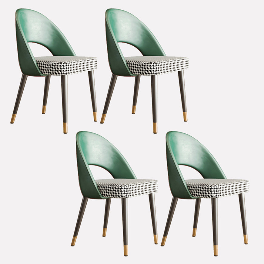 Scandinavian Armless Open Back Chairs for Home Upholstered Side Chair Green 4 Piece Set Clearhalo 'Dining Chairs' 'Dining Tables & Seating' 'dining_chair' 'furn' 'furn_dining_chair' 'Furniture' 'furniture_dining_chair' 'Kitchen & Dining Furniture' 4928602