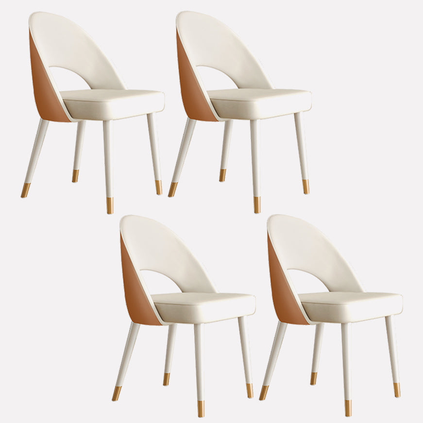 Scandinavian Armless Open Back Chairs for Home Upholstered Side Chair White-Saffron 4 Piece Set Clearhalo 'Dining Chairs' 'Dining Tables & Seating' 'dining_chair' 'furn' 'furn_dining_chair' 'Furniture' 'furniture_dining_chair' 'Kitchen & Dining Furniture' 4928606