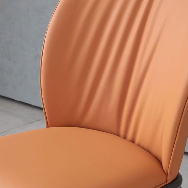 Contemporary Design Faux Leather Dining Chairs Solid Back Armless Dining Chair Clearhalo 'Dining Chairs' 'Dining Tables & Seating' 'dining_chair' 'furn' 'furn_dining_chair' 'Furniture' 'furniture_dining_chair' 'Kitchen & Dining Furniture' 4928624