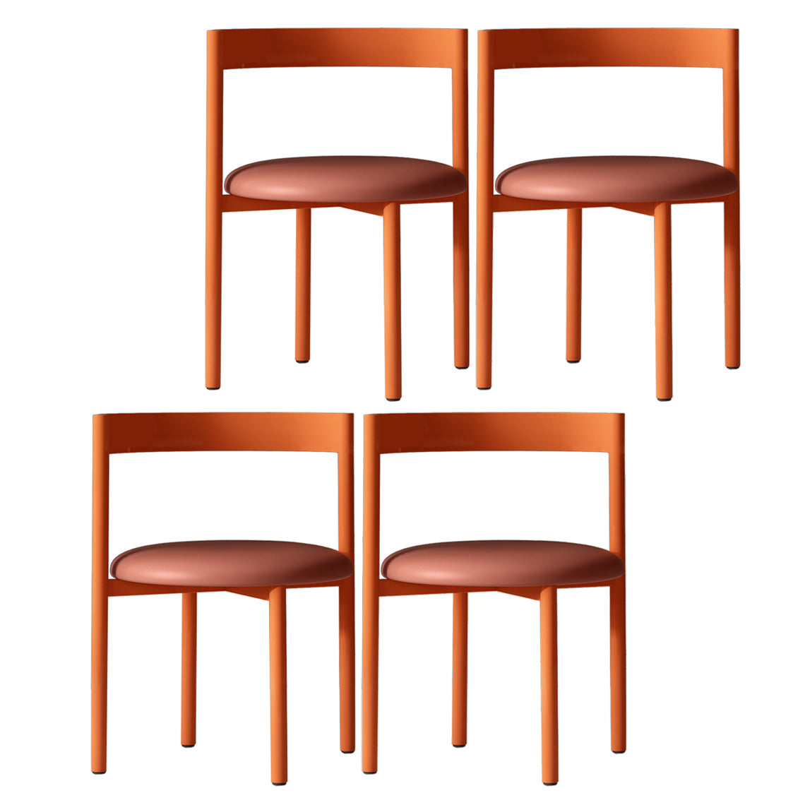 Contemporary Design Armless Open Back Chairs Faux Leather Side Chair Orange 4 Piece Set Clearhalo 'Dining Chairs' 'Dining Tables & Seating' 'dining_chair' 'furn' 'furn_dining_chair' 'Furniture' 'furniture_dining_chair' 'Kitchen & Dining Furniture' 4928629