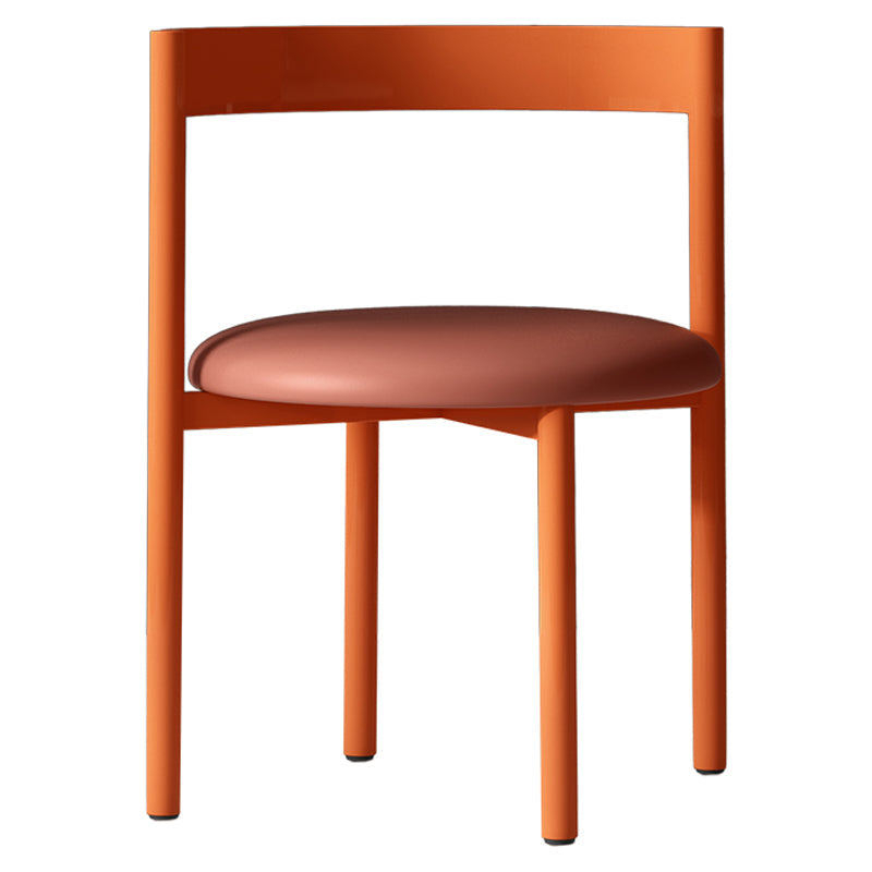 Contemporary Design Armless Open Back Chairs Faux Leather Side Chair Orange 1 Piece Clearhalo 'Dining Chairs' 'Dining Tables & Seating' 'dining_chair' 'furn' 'furn_dining_chair' 'Furniture' 'furniture_dining_chair' 'Kitchen & Dining Furniture' 4928634