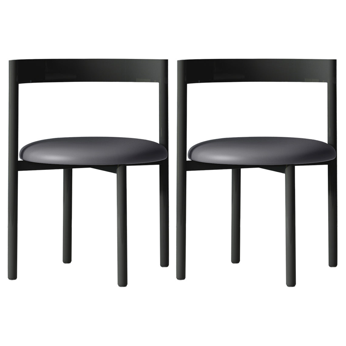 Contemporary Design Armless Open Back Chairs Faux Leather Side Chair Black 2 Piece Set Clearhalo 'Dining Chairs' 'Dining Tables & Seating' 'dining_chair' 'furn' 'furn_dining_chair' 'Furniture' 'furniture_dining_chair' 'Kitchen & Dining Furniture' 4928636
