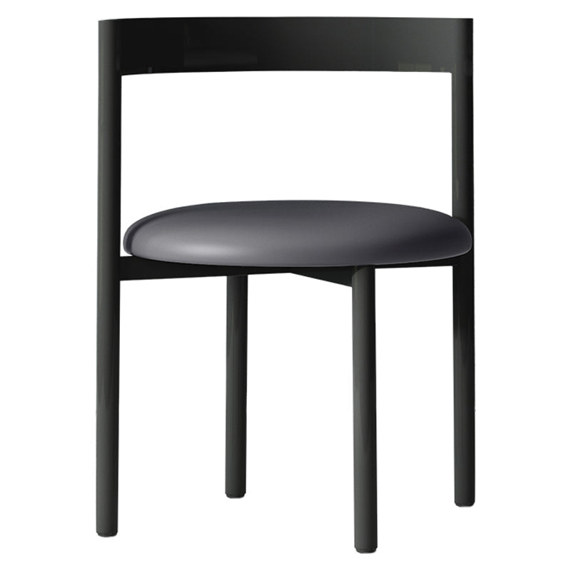 Contemporary Design Armless Open Back Chairs Faux Leather Side Chair Black 1 Piece Clearhalo 'Dining Chairs' 'Dining Tables & Seating' 'dining_chair' 'furn' 'furn_dining_chair' 'Furniture' 'furniture_dining_chair' 'Kitchen & Dining Furniture' 4928637