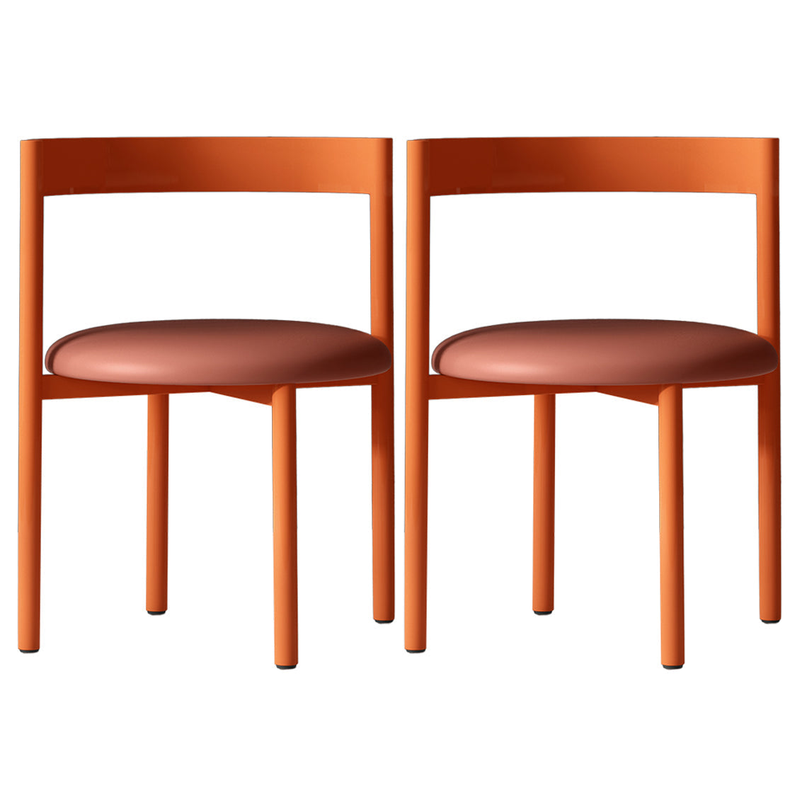 Contemporary Design Armless Open Back Chairs Faux Leather Side Chair Orange 2 Piece Set Clearhalo 'Dining Chairs' 'Dining Tables & Seating' 'dining_chair' 'furn' 'furn_dining_chair' 'Furniture' 'furniture_dining_chair' 'Kitchen & Dining Furniture' 4928643