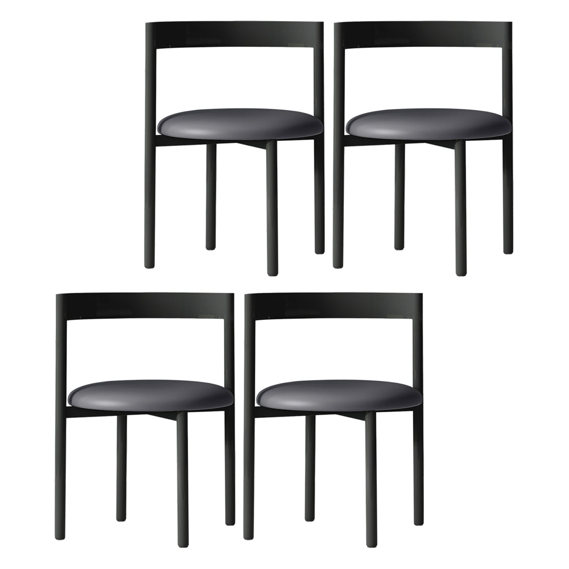 Contemporary Design Armless Open Back Chairs Faux Leather Side Chair Black 4 Piece Set Clearhalo 'Dining Chairs' 'Dining Tables & Seating' 'dining_chair' 'furn' 'furn_dining_chair' 'Furniture' 'furniture_dining_chair' 'Kitchen & Dining Furniture' 4928644