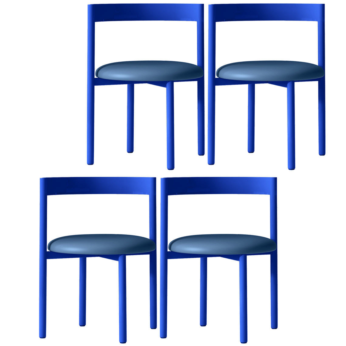 Contemporary Design Armless Open Back Chairs Faux Leather Side Chair Blue 4 Piece Set Clearhalo 'Dining Chairs' 'Dining Tables & Seating' 'dining_chair' 'furn' 'furn_dining_chair' 'Furniture' 'furniture_dining_chair' 'Kitchen & Dining Furniture' 4928646