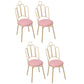 Scandinavian Style Upholstered Armless Dining Chairs Open Back Dining Side Chairs Nude Pink 4 Piece Set Clearhalo 'Dining Chairs' 'Dining Tables & Seating' 'dining_chair' 'furn' 'furn_dining_chair' 'Furniture' 'furniture_dining_chair' 'Kitchen & Dining Furniture' 4928649