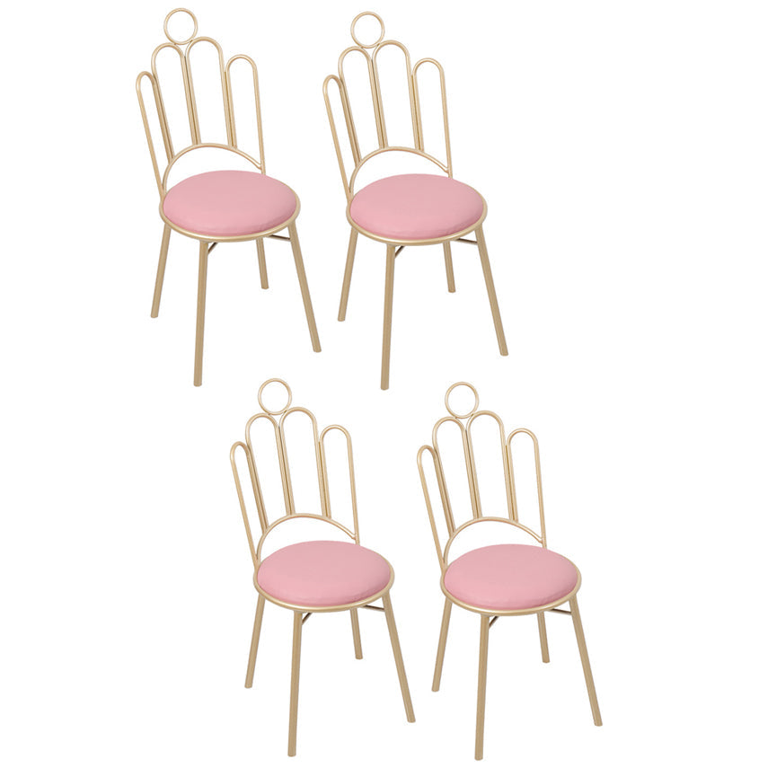 Scandinavian Style Upholstered Armless Dining Chairs Open Back Dining Side Chairs Nude Pink 4 Piece Set Clearhalo 'Dining Chairs' 'Dining Tables & Seating' 'dining_chair' 'furn' 'furn_dining_chair' 'Furniture' 'furniture_dining_chair' 'Kitchen & Dining Furniture' 4928649