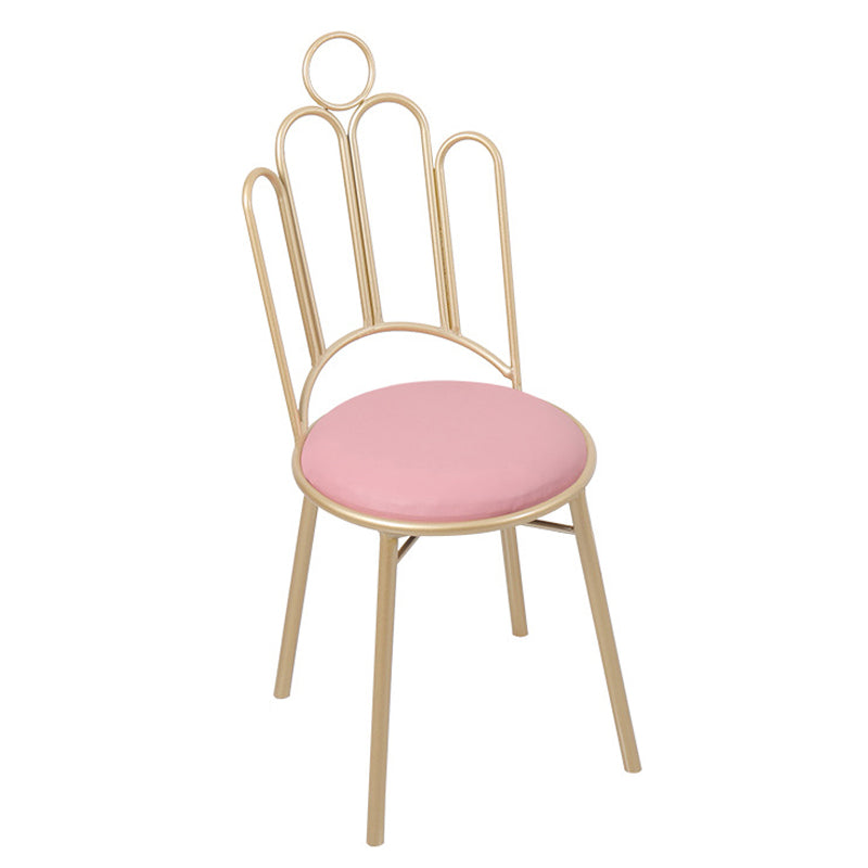 Scandinavian Style Upholstered Armless Dining Chairs Open Back Dining Side Chairs Nude Pink 1 Piece Clearhalo 'Dining Chairs' 'Dining Tables & Seating' 'dining_chair' 'furn' 'furn_dining_chair' 'Furniture' 'furniture_dining_chair' 'Kitchen & Dining Furniture' 4928659