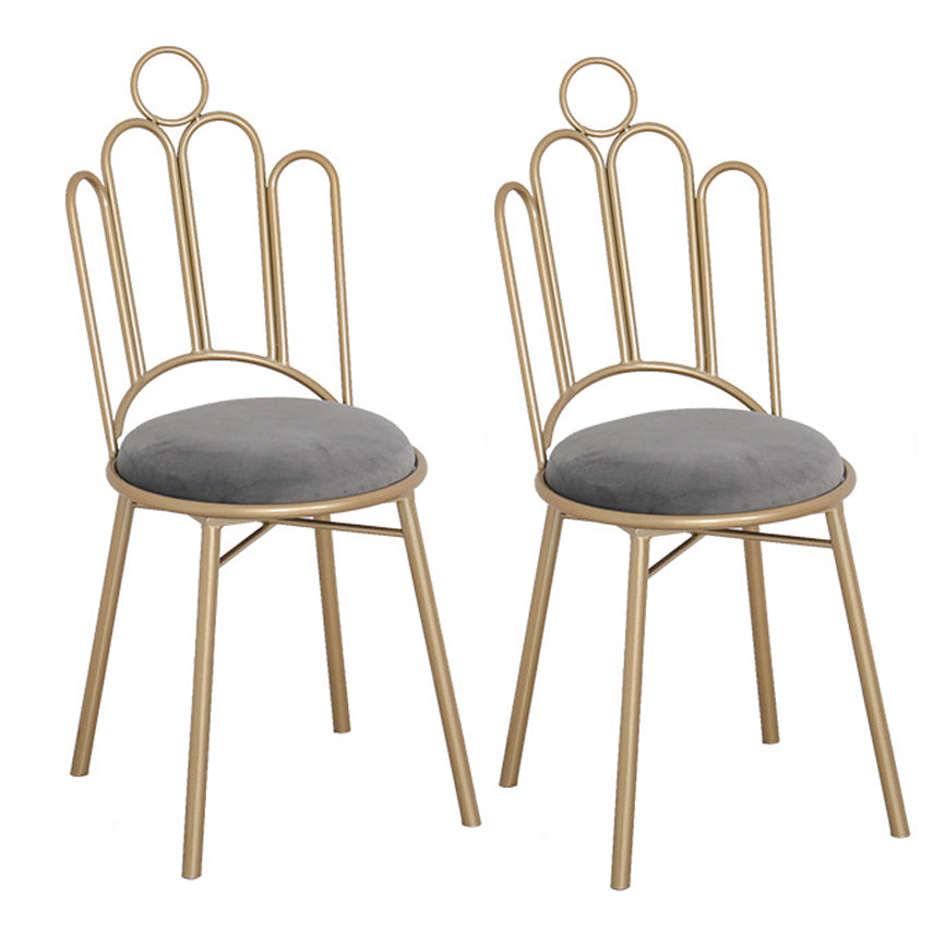 Scandinavian Style Upholstered Armless Dining Chairs Open Back Dining Side Chairs Grey 2 Piece Set Clearhalo 'Dining Chairs' 'Dining Tables & Seating' 'dining_chair' 'furn' 'furn_dining_chair' 'Furniture' 'furniture_dining_chair' 'Kitchen & Dining Furniture' 4928661