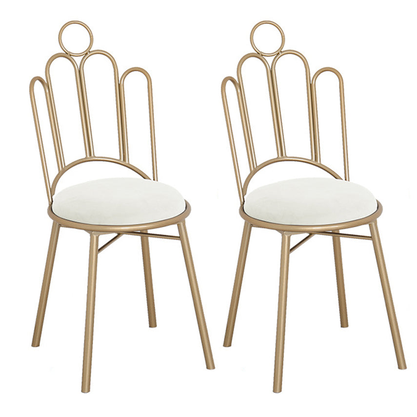 Scandinavian Style Upholstered Armless Dining Chairs Open Back Dining Side Chairs White 2 Piece Set Clearhalo 'Dining Chairs' 'Dining Tables & Seating' 'dining_chair' 'furn' 'furn_dining_chair' 'Furniture' 'furniture_dining_chair' 'Kitchen & Dining Furniture' 4928663