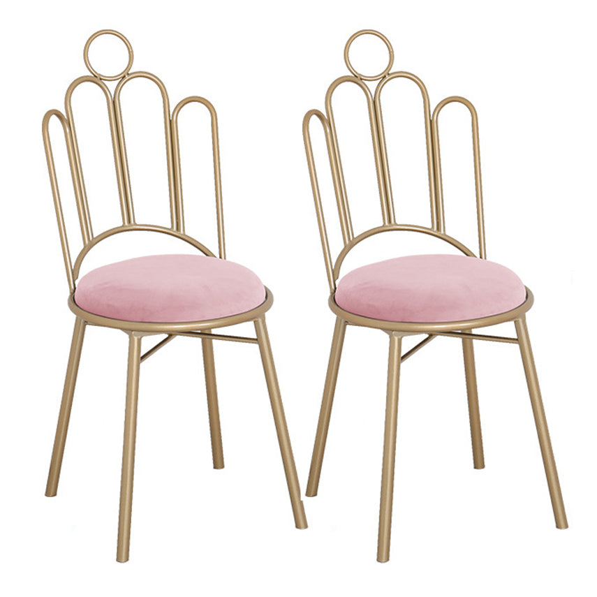 Scandinavian Style Upholstered Armless Dining Chairs Open Back Dining Side Chairs Pink 2 Piece Set Clearhalo 'Dining Chairs' 'Dining Tables & Seating' 'dining_chair' 'furn' 'furn_dining_chair' 'Furniture' 'furniture_dining_chair' 'Kitchen & Dining Furniture' 4928665