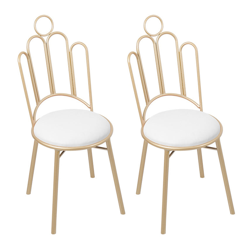 Scandinavian Style Upholstered Armless Dining Chairs Open Back Dining Side Chairs Gloss White 2 Piece Set Clearhalo 'Dining Chairs' 'Dining Tables & Seating' 'dining_chair' 'furn' 'furn_dining_chair' 'Furniture' 'furniture_dining_chair' 'Kitchen & Dining Furniture' 4928669