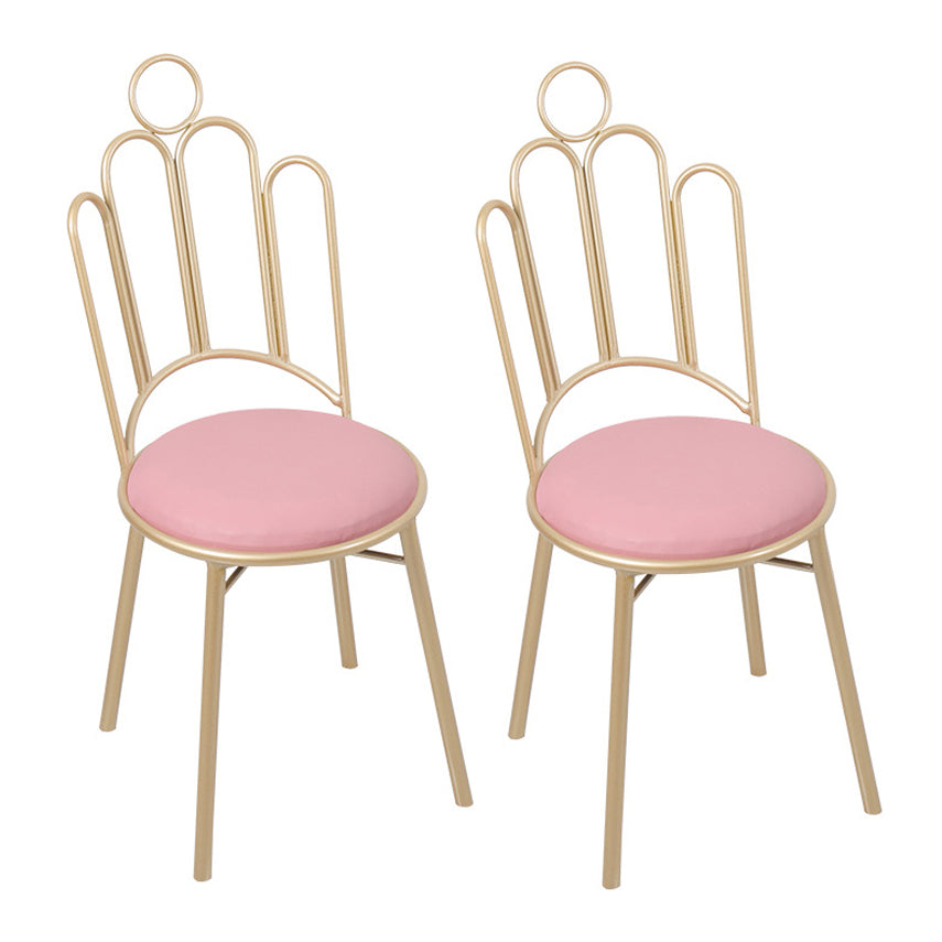 Scandinavian Style Upholstered Armless Dining Chairs Open Back Dining Side Chairs Nude Pink 2 Piece Set Clearhalo 'Dining Chairs' 'Dining Tables & Seating' 'dining_chair' 'furn' 'furn_dining_chair' 'Furniture' 'furniture_dining_chair' 'Kitchen & Dining Furniture' 4928670