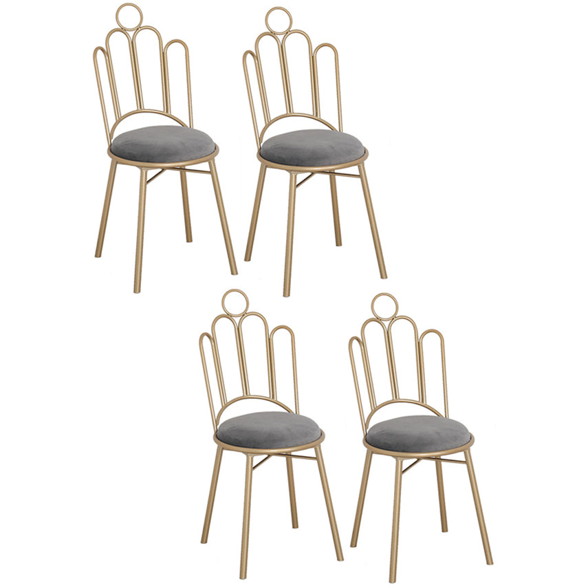 Scandinavian Style Upholstered Armless Dining Chairs Open Back Dining Side Chairs Grey 4 Piece Set Clearhalo 'Dining Chairs' 'Dining Tables & Seating' 'dining_chair' 'furn' 'furn_dining_chair' 'Furniture' 'furniture_dining_chair' 'Kitchen & Dining Furniture' 4928671